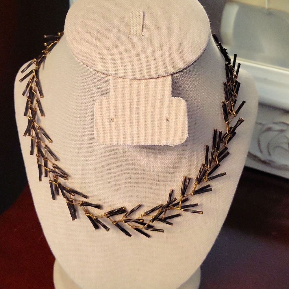 Handmade Wire Work Metal Fringe Beaded Necklace